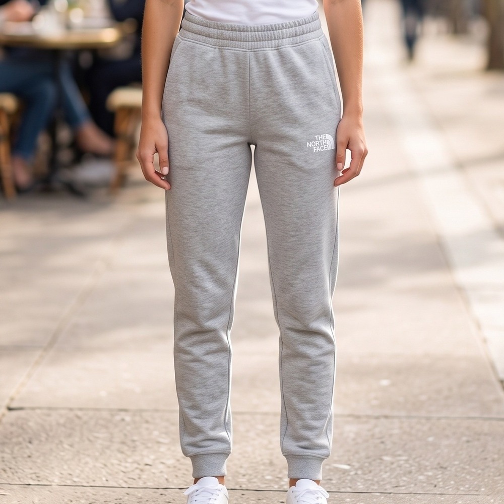 The North Face Womens Gray Heather Fleece Joggers Tapered Sweatpants Drawstring
